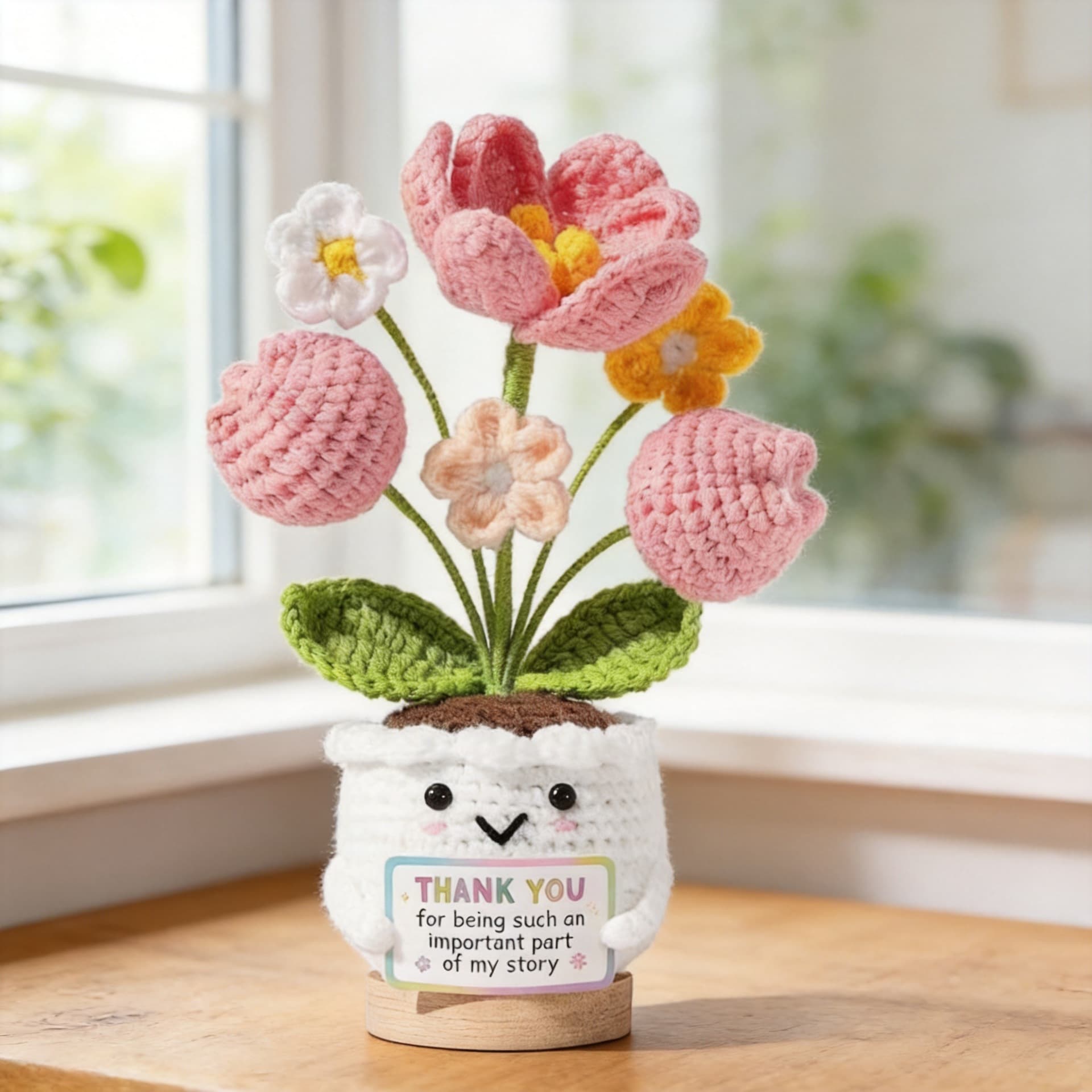 Cross-Border Hot-Selling Products Directly from the Manufacturer: Handmade Crocheted Sunflowers, Tulips, and Daisies, Artificial Flower Arrangements for Desktop Decoration