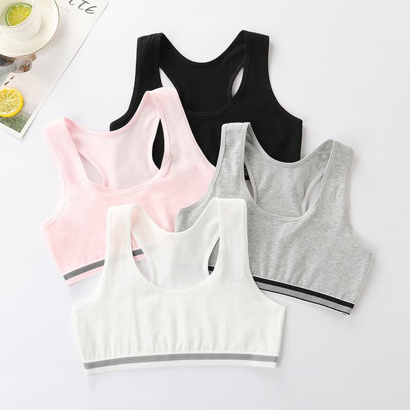 Bras for Female Students in Development, Sports Tops for Middle Schoolers, Pure Cotton Anti-Nipple Show for 12-14-16 Year Olds