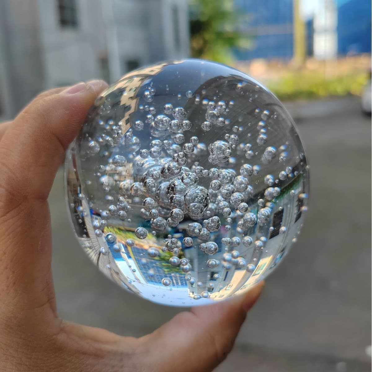 Rockery Glass Ball Bubble Ball Mist Fountain Planter Rotating Accessory Crackle Ball Feng Shui Ball Living Room Decoration Home Ornament
