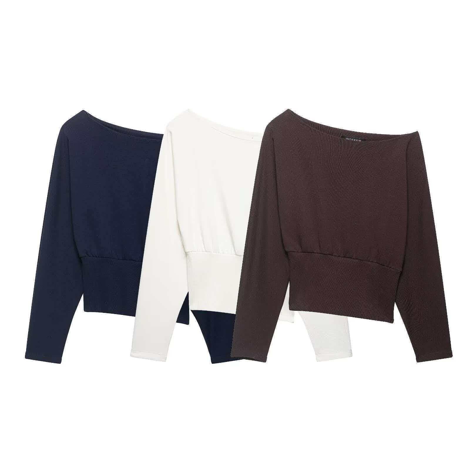 KAOPU ZA European and American popular style, versatile and simple summer one-shoulder asymmetrical foreign trade women's clothing ZA cross-border cotton fast