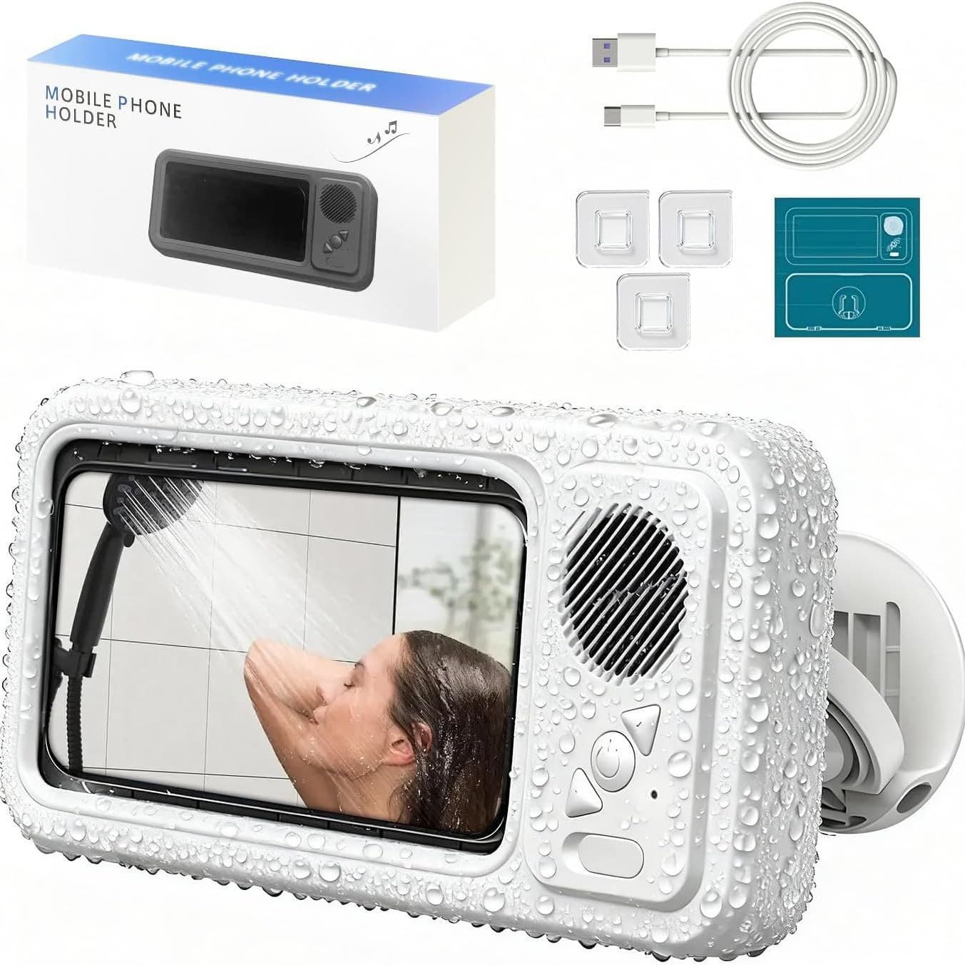 New Cross-Border Waterproof Bathroom Phone Box Bluetooth Speaker Shower TV Stand Phone Holder