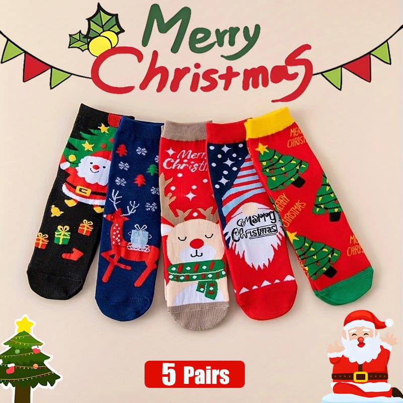 New Style Christmas Socks, European and American Cross-border Plus Size, Reindeer Snowman Cute Men and Women Autumn Winter Mid-Calf Christmas Trendy Socks