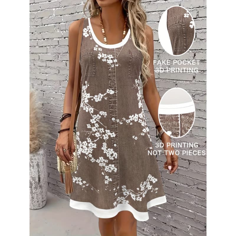 2026 New Cross-border Drop Shipping Casual Vacation Color Block Full Body Print