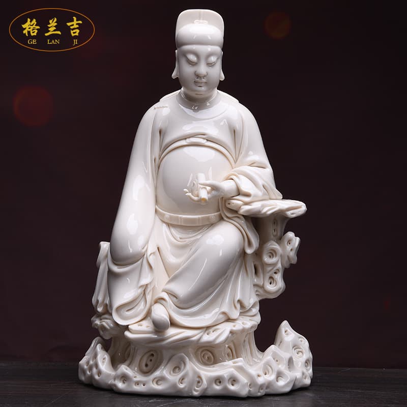 Dehua Porcelain Wenchang Emperor Statue Ornament, Dehua White Porcelain Wenqu Star Figure, Living Room Home Study Desk Decoration