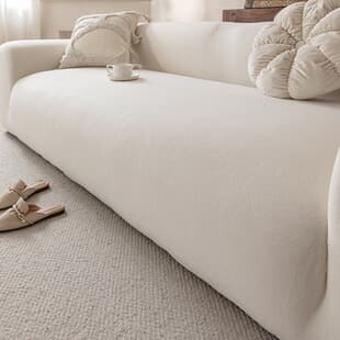 2026 new fleece sofa cover straight-row thick anti-slip elastic sofa cover full-wrap leather sofa protective cover