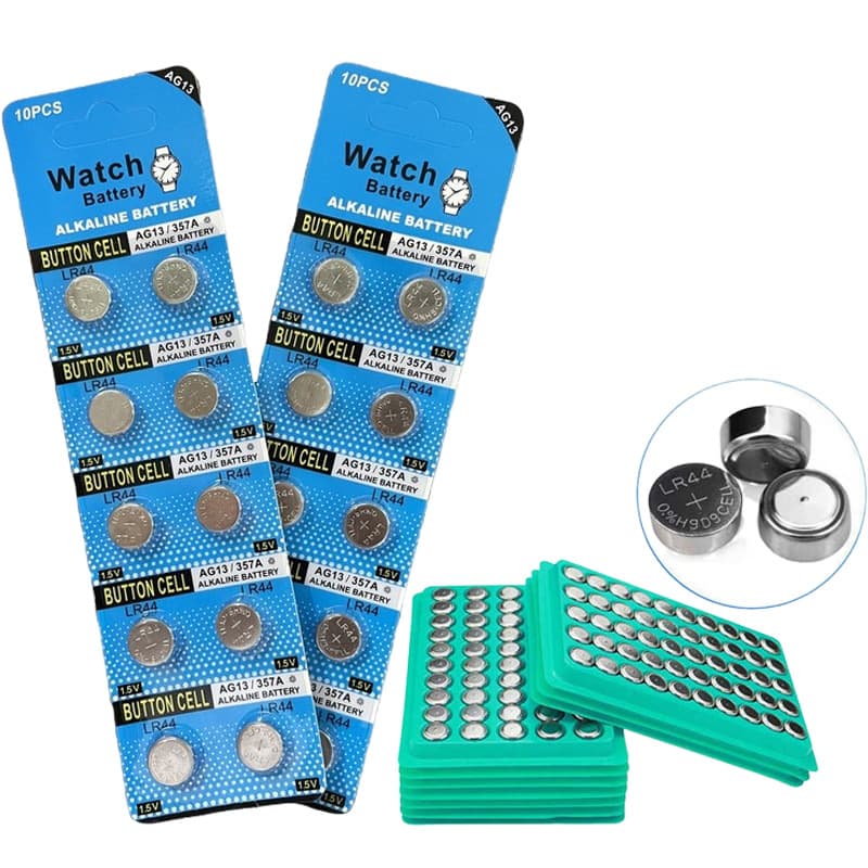 Battery LR44 Button Cell AG13 1.5V A76/357/303/L1154F for Watch Laser Pointer Thermometer