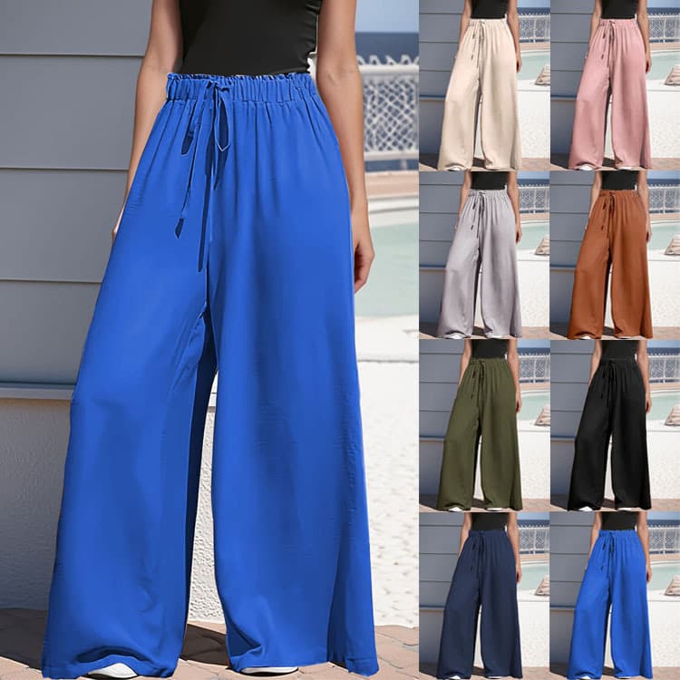 2025 Cross-border Plus Size Women's Four-Season Loose Drawstring Casual Fashion Long Pants
