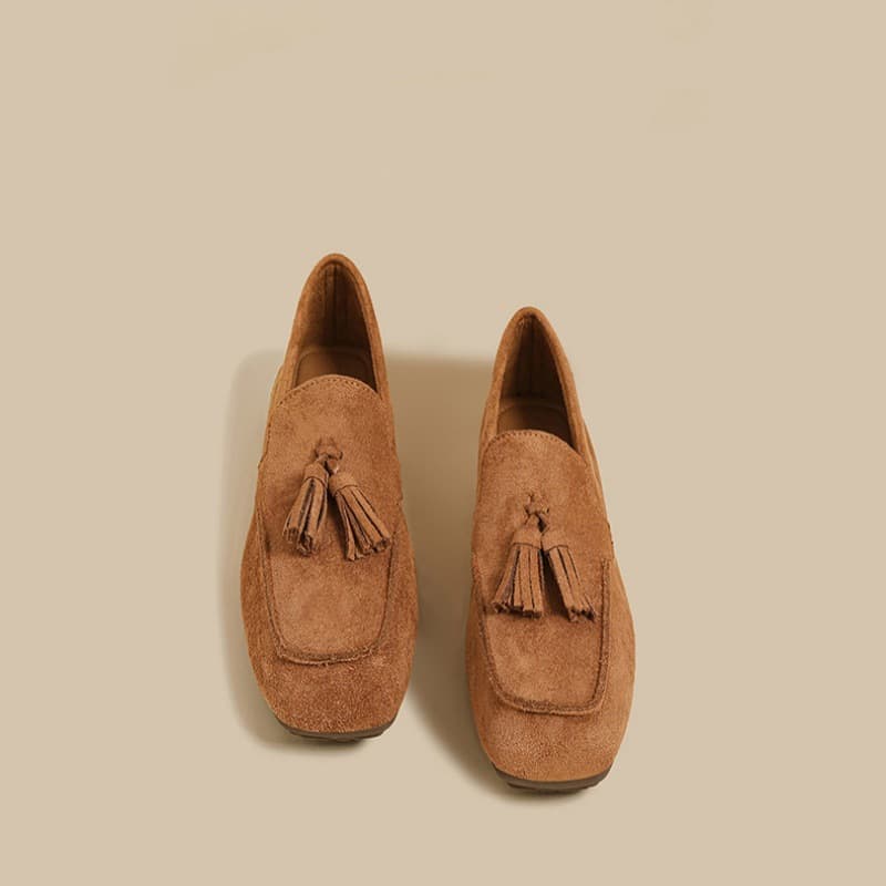 Versatile Spring New Style Flat Suede Trendy Slip-On Casual Loafers for Women in Black, Popular Model