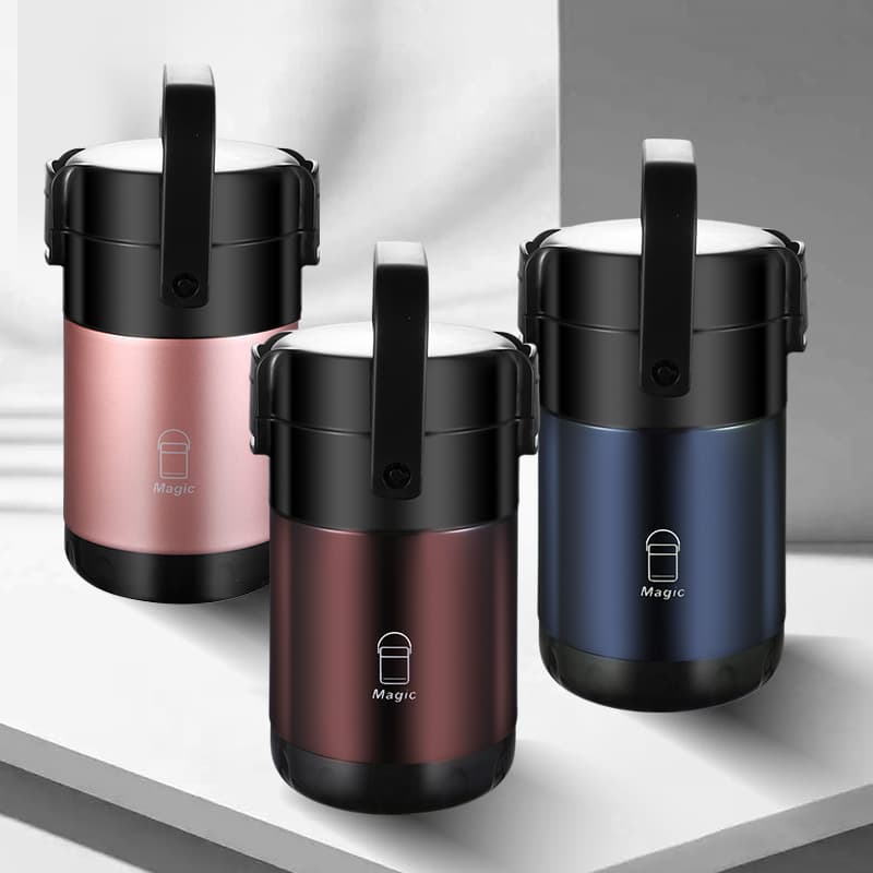 304 Stainless Steel Insulated Bucket for Office Workers and Students, Multi-layer Portable Large Capacity Vacuum Carrying Pot Bento Box