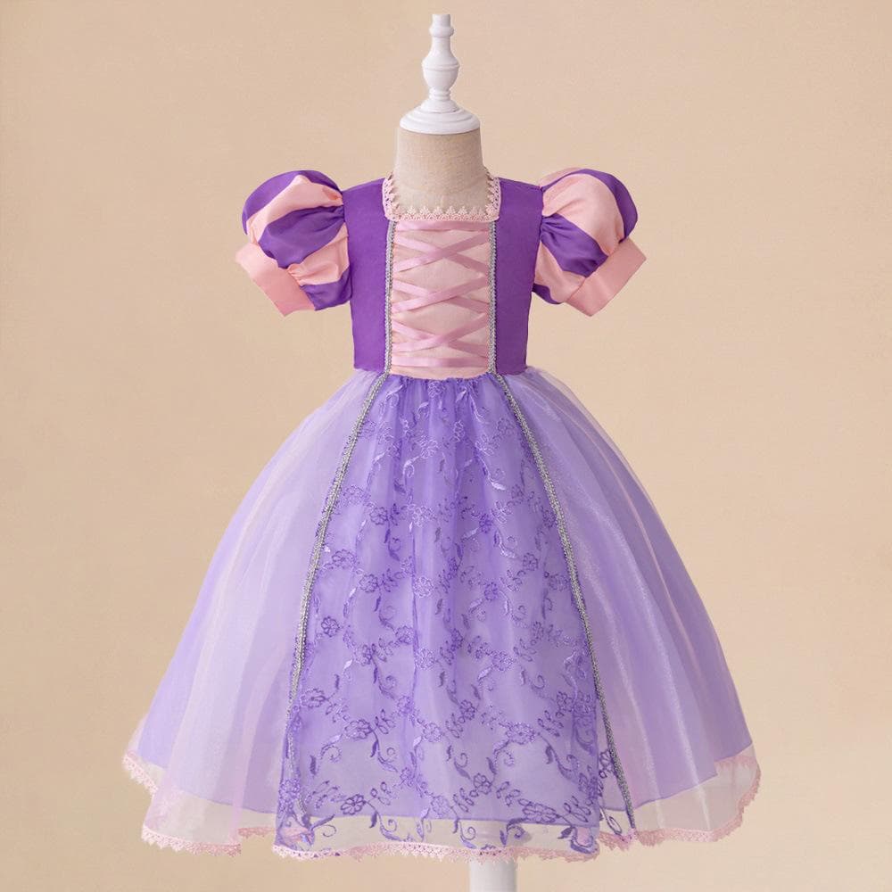 Long Hair Princess Dress Children's Cosplay Party Performance Clothes Little Girls Sofia Princess Skirt Child Costume