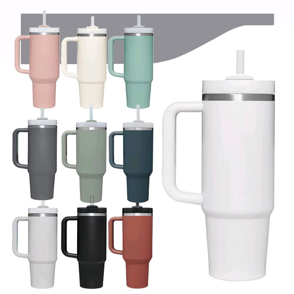 Second Generation 40oz Stainless Steel Car Cup, Large Capacity 304 Handle Cup, Outdoor Portable Car Thermos Cup Stanley