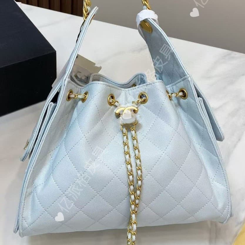 New Women's Fashion Diamond Quilted Chain Bag Single Shoulder Hobo Bag Hippie Bag Underarm Bucket Bag Genuine Leather Versatile Texture