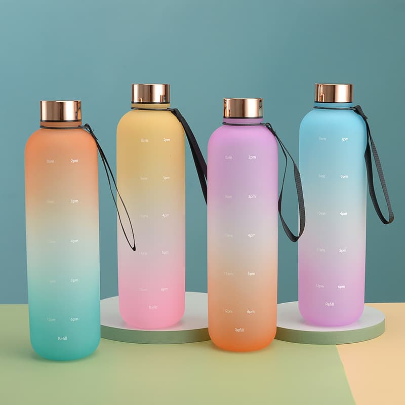 Cross-Border Amazon Gradient Color Space Cup with Strap Handle, Large Capacity Portable Outdoor Fitness Sports Plastic Cup