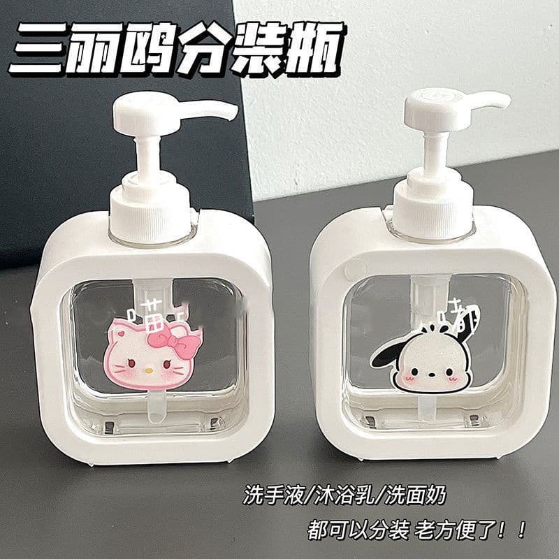 ins cute cartoon style simple large capacity refill bottle press bottle hand sanitizer shower gel shampoo empty bottle