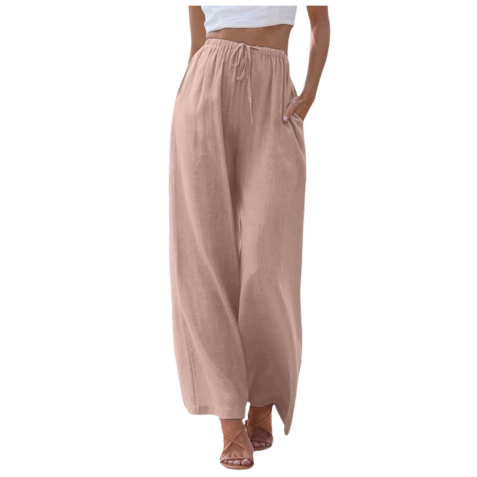 Women's 2026 New Casual Solid Color Simple Versatile Loose European and American Style Trendy Long Pants with Elastic Waist