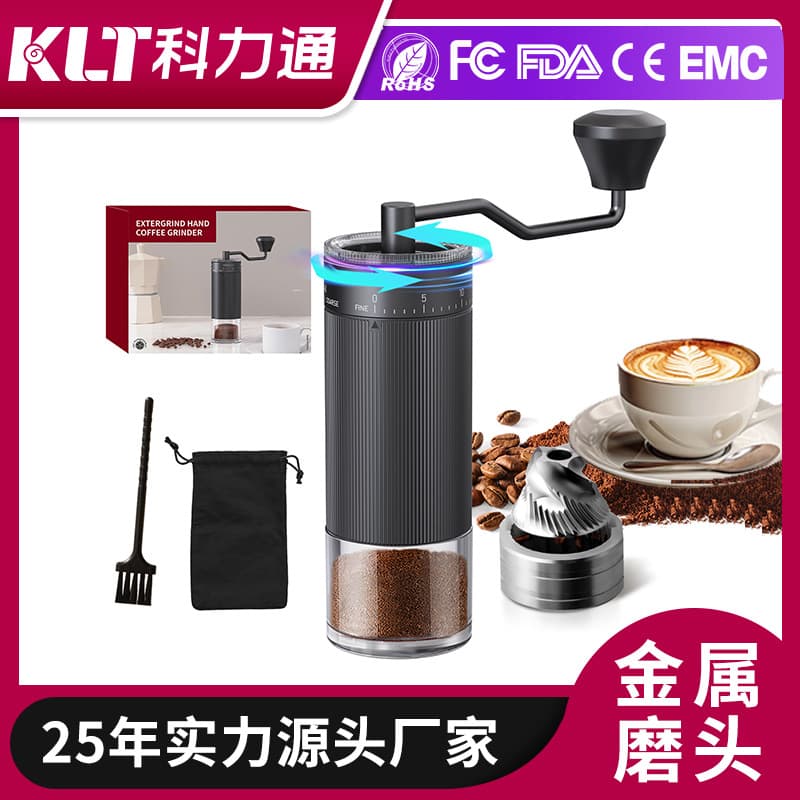 Export Coffee Bean Manual Grinder, Externally Adjustable Coarseness Hand Mill with Hardened Steel Burr for Outdoor Use