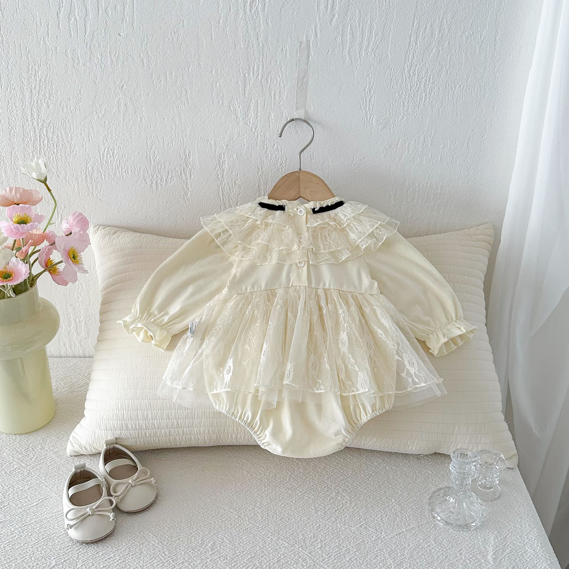 Baby Clothes 2026 Spring/Autumn Girls' Romper Lace Dress Princess 1st Birthday Gown Bodysuit Pure Cotton Class A