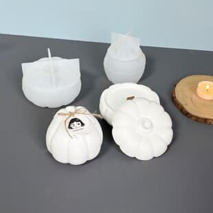 New Halloween Tall and Short Pumpkin Silicone Mold with Lid Pumpkin Candle Cup Candle Jar Plaster Epoxy Resin Mold