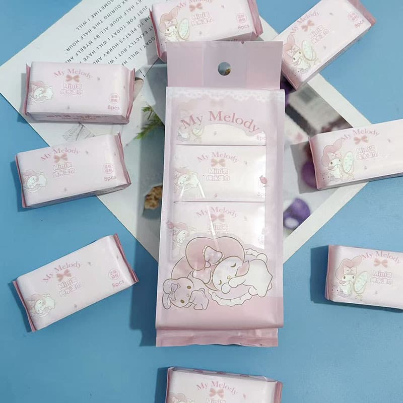 Mirror Melody Wet Wipes Student Portable Small Pack Mini Wipes Children's Disposable Hand and Mouth Cleaning Wet Tissue