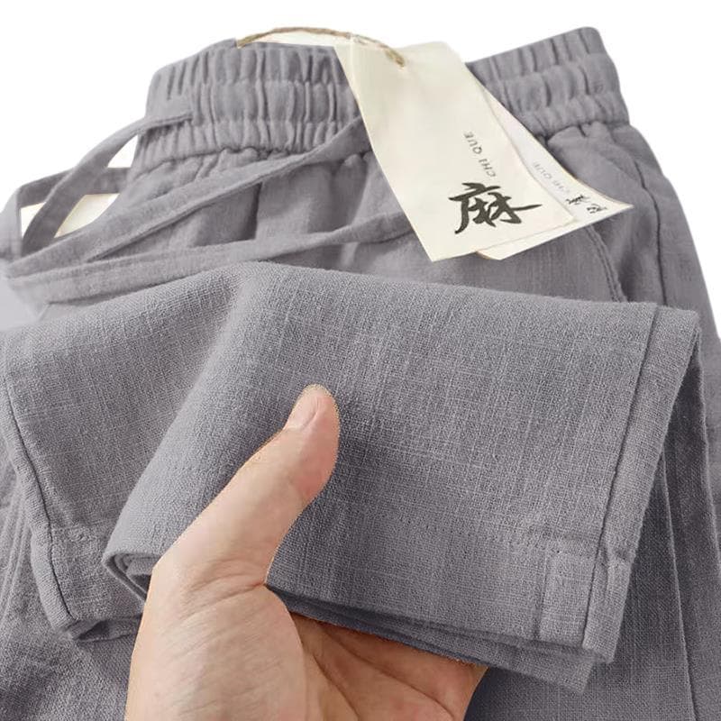 Linen Pants Men's Summer Thin Cotton-Linen Trousers Ramie Fabric Casual Pants Loose Straight Versatile Long Pants