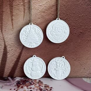 X1163 Christmas Four-Piece Hanging Tag Decorative Cement Plaster Mold DIY Silicone Mold