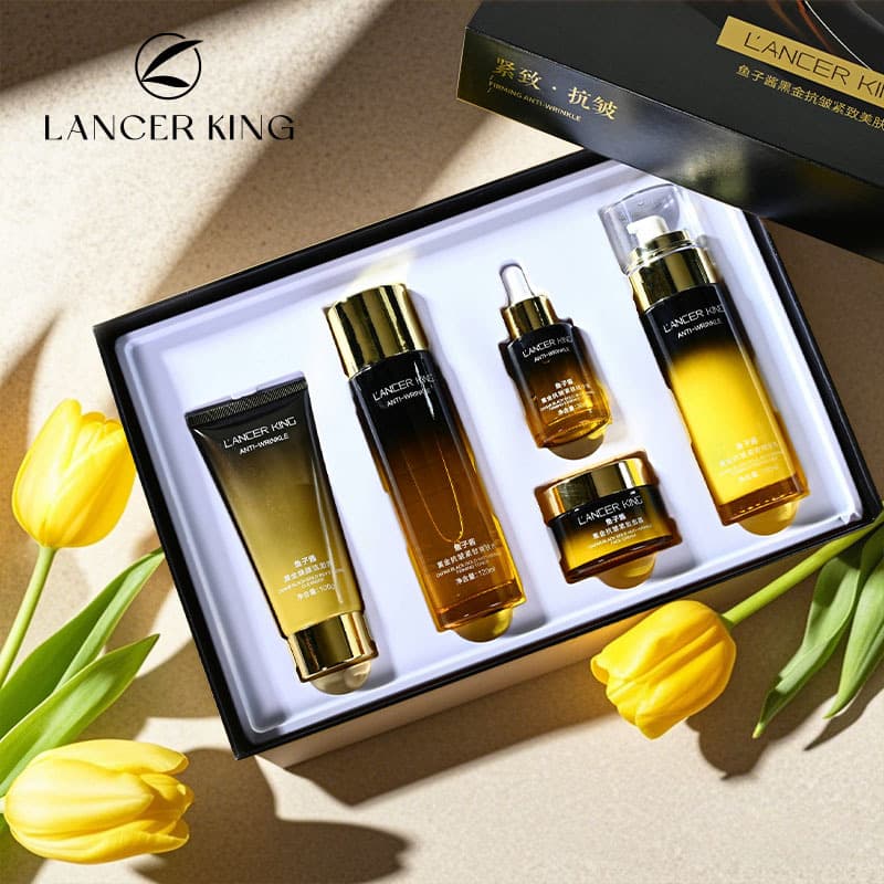 LK Caviar Black Gold Anti-Wrinkle Firming Facial Care Cosmetics Full Set Genuine Skincare Set