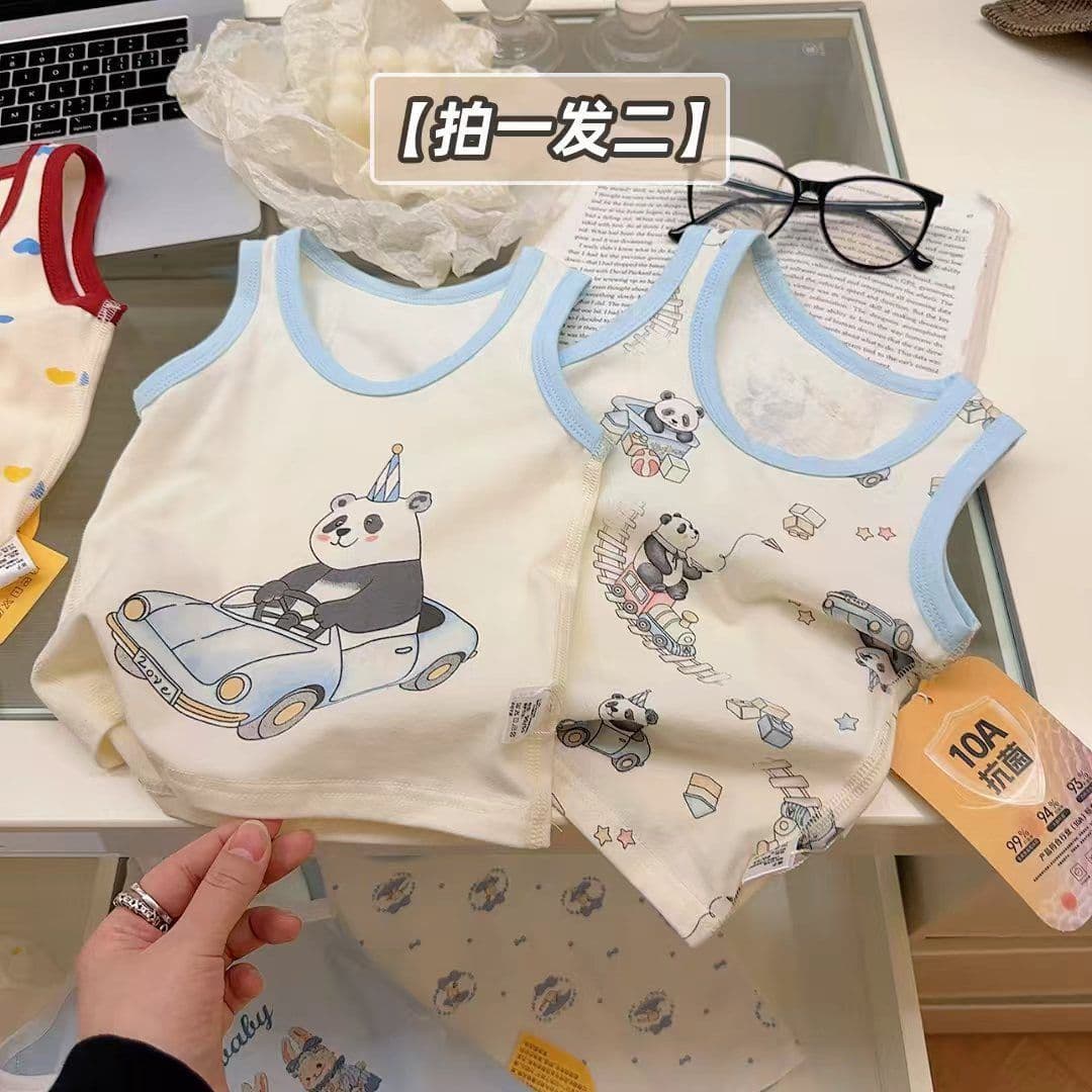 Children's Cartoon Spring/Summer Cotton Vest Baby Boy Girl Belly Protector Sleeveless Boxed Undershirt Class A