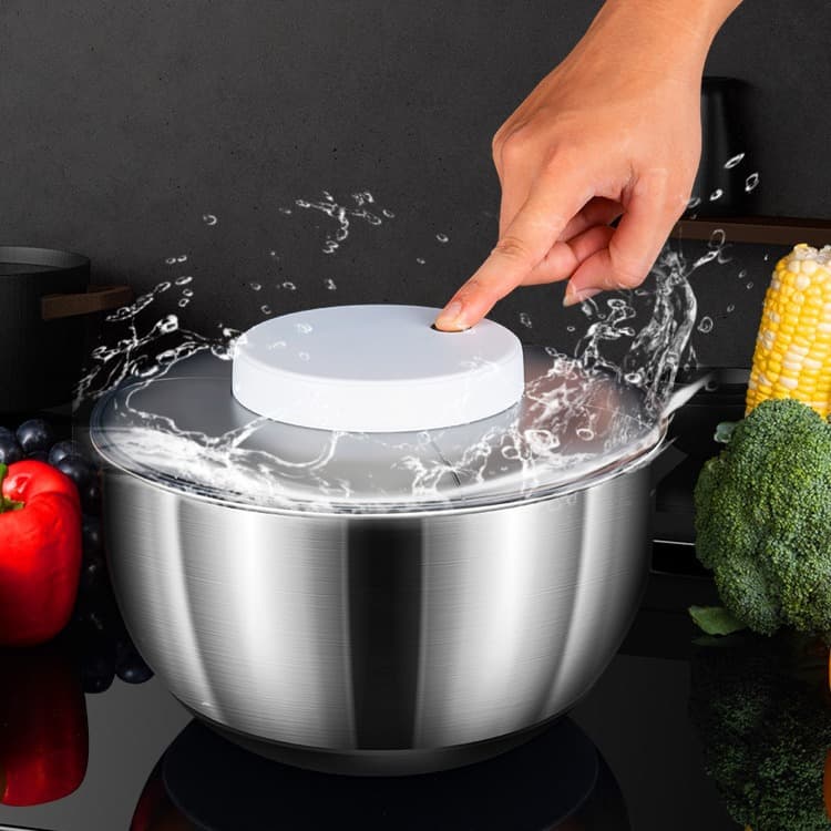 Stainless Steel Electric Vegetable Dehydrator Vegetable Washer Household Fruit and Vegetable Spinner Kitchen Electric Draining Basket