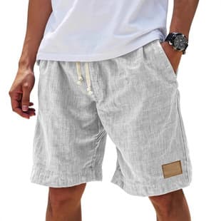 2025 New Cross-Border Amazon Men's Vintage Linen Loose Casual Holiday Shorts, Fashionable and Breathable