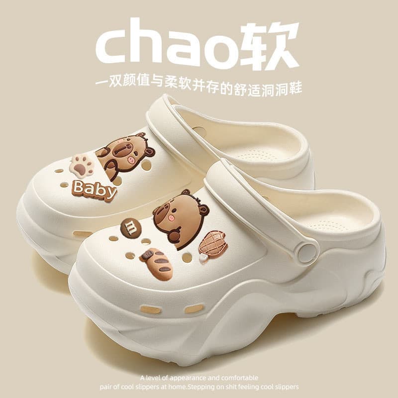 Thick-Soled Height-Increasing Perforated Shoes Women "Step-in-Comfort" Summer Outdoor Closed-Toe Deodorizing Internet-Famous New Beach Two-Way Sandals