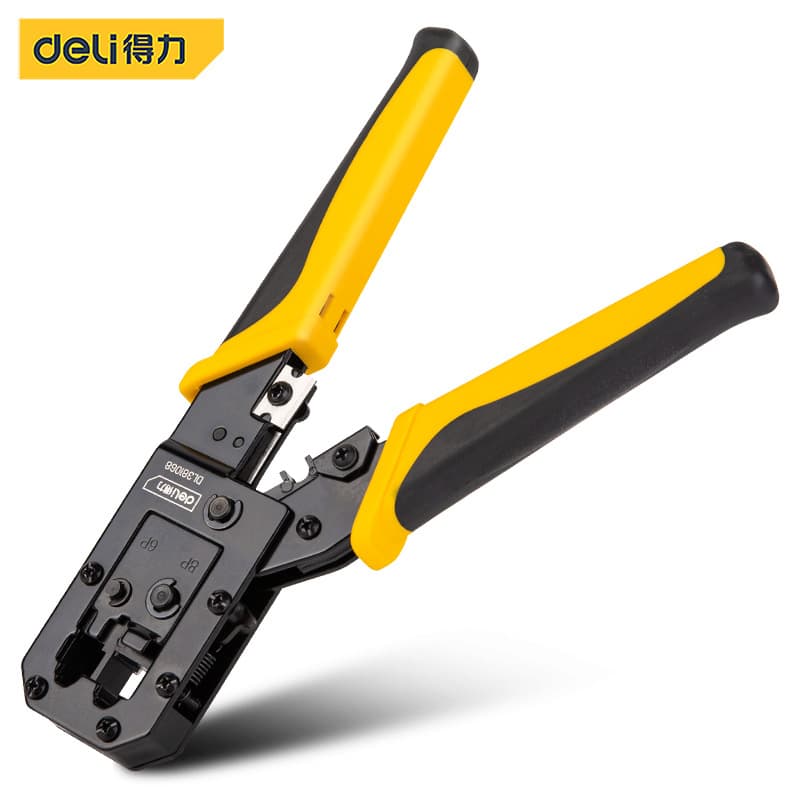 Deli DL381068 Ratchet Network Crimping Pliers 6P/8P Network Telephone RJ45/RJ11 Crimp Tool, Effort-Saving