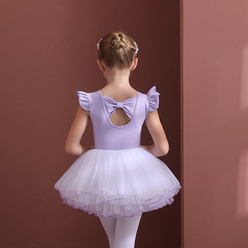 Children's dance clothes pure cotton purple summer sleeveless girls practice clothes toddler tutu skirt art test Chinese dance clothes