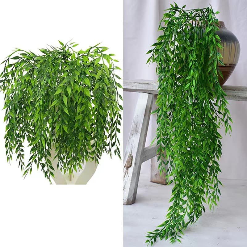 Artificial Willow Branches and Leaves Simulation Plant Plastic Vine Wall Hanging Ceiling Decoration Green Plants Weeping Willow