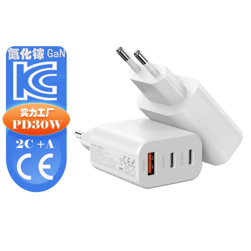 Korean KC Charger 2A+C Phone GaN EU CE Charger 2C+A Multi-Port PD30W Charger QC 30W