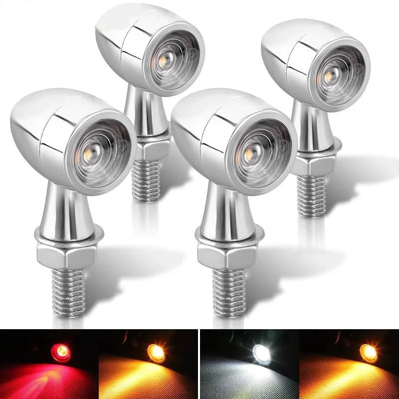 Mini Motorcycle LED Turn Signal Lights Metal Vintage Style for Street And Off-Road Vehicles Universal 12V Indicator Lights