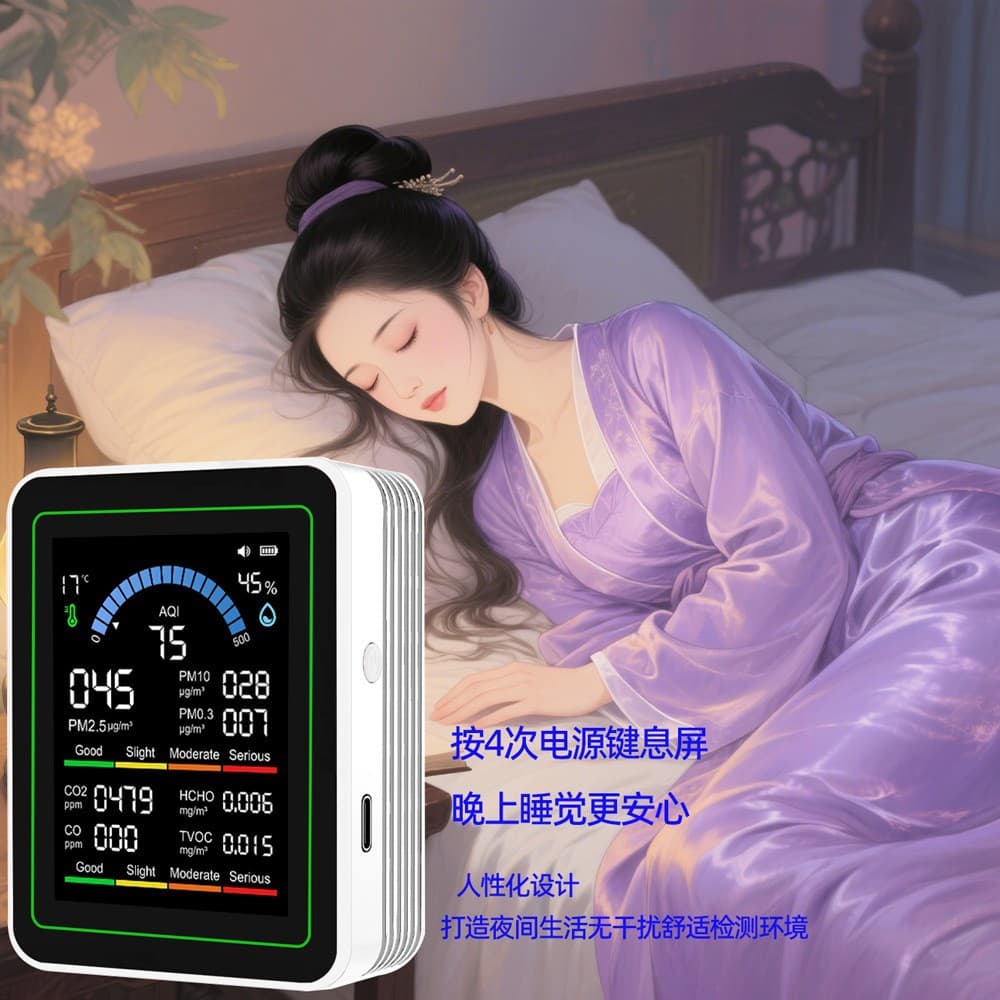 New private model 10-in-1 carbon dioxide detection pm2.5 formaldehyde monitoring TVOC temperature and humidity CO2