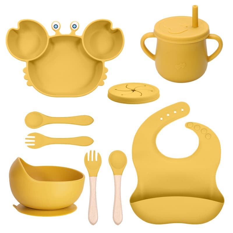 Cross-Border Silicone Baby Feeding Set, Anti-Slip Food-Grade Silicone Plate for Infants, Baby Tableware