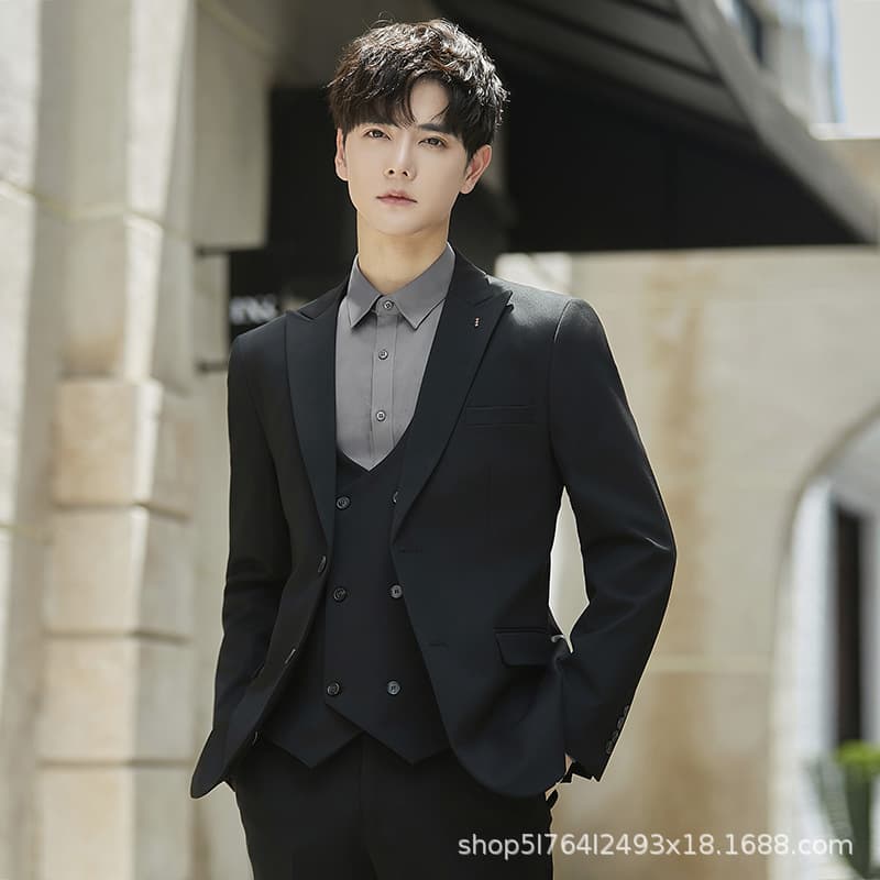 9985 Casual Suit Set for Men Slim Fit Professional Formal Wear Korean Style Best Man Groom Suit Plus Size Full Set