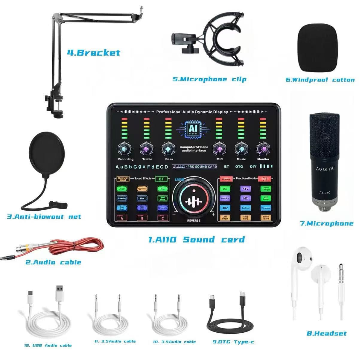 48V Recording AI Voice Song Request Multi-Function Game Streaming Computer All-in-One Mobile Live Streaming Sound Card Full Set