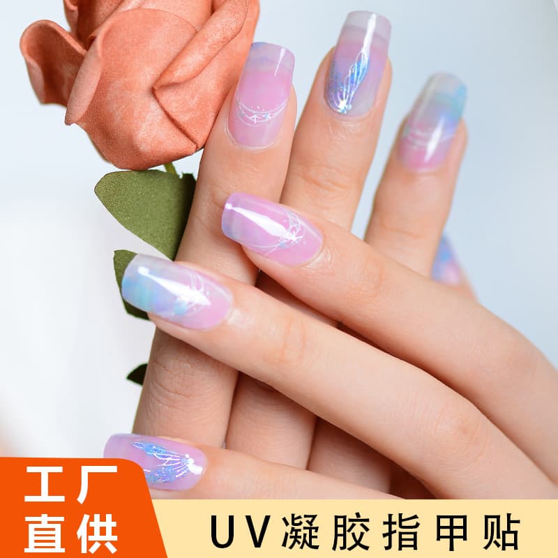 Cross-Border UV Gel Manicure Stickers Stars and Moon Semi-Cured Nail Polish Glue Lighting Nail Stickers Semi-Baked Manicure Stickers