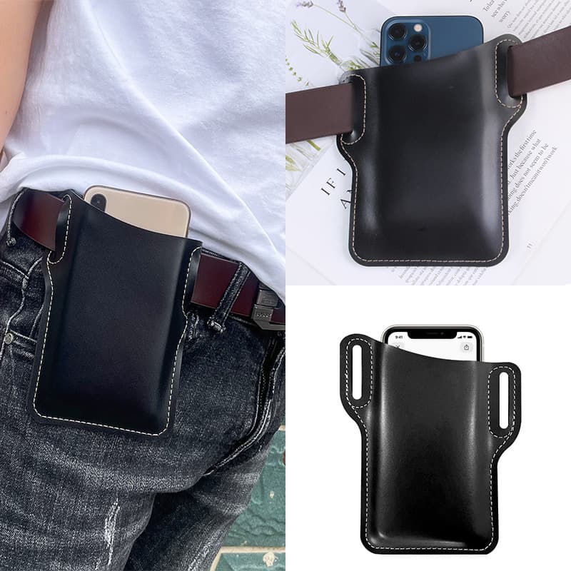 Men's belt-style mobile phone bag/waist bag, 6-inch/6.5-inch, suitable for running, sports, outdoor use, vertical design, suitable for construction sites.