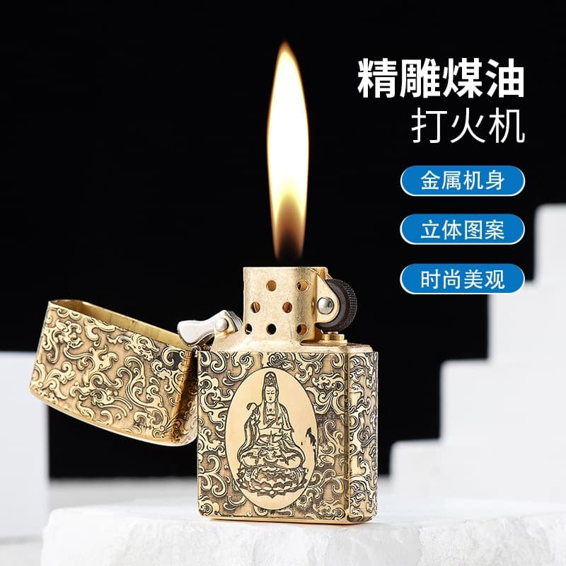 Authentic Leader Original Copper Series Metal Kerosene Lighter, High-End Cigarette Lighter for Boyfriend, Popular on Tiktok and Kuaishou