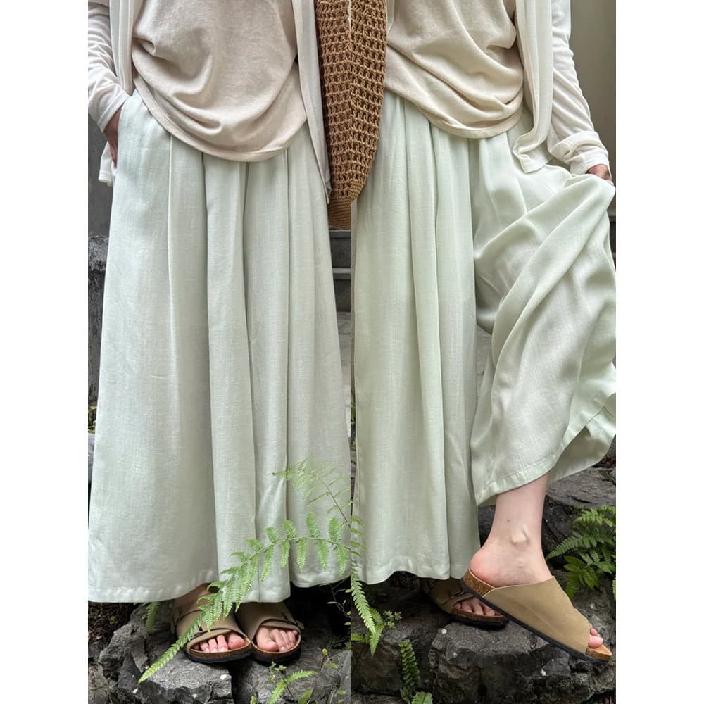 Breathable Non-Stuffy Linen Skirt Pants for Women Summer Casual Thin Straight Leg High-Waist Flattering Loose Trousers for Curvy Figures