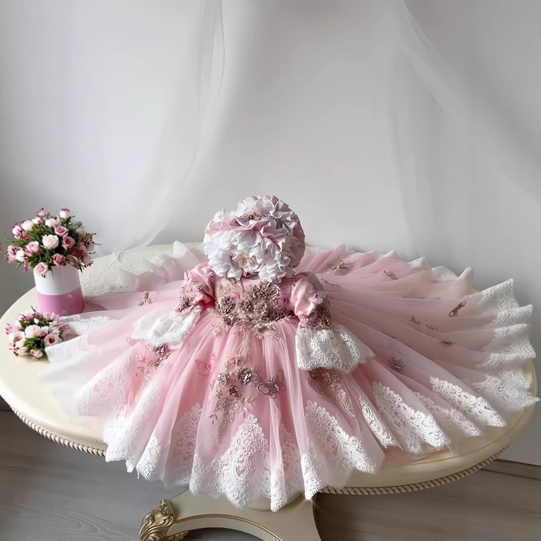 Newborn Full Month Celebration Dress Cross-Border Trade Extended Christening Gown First Birthday Banquet Children's Formal Dress