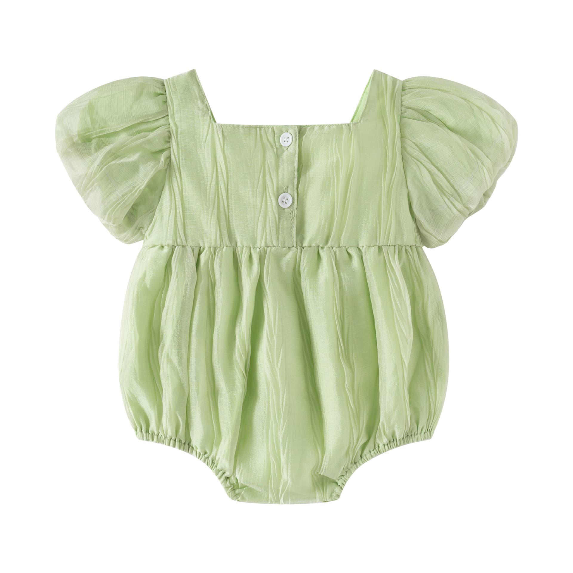 New Summer Baby Romper for 0-1 Year Old, 100 Days to 1 Year Baby Bodysuit Crawling Suit with Green Bow and Headband