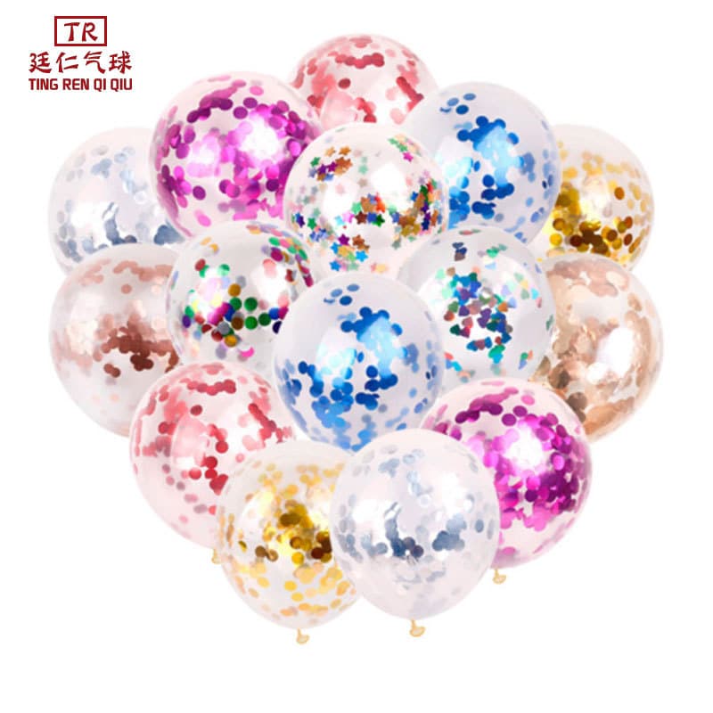 12-inch latex balloon chain set wedding room decoration first birthday party transparent confetti 2.8g sequin balloons