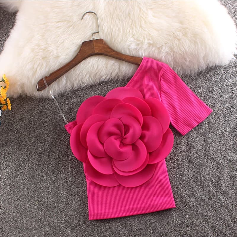 European and American Style Light Luxury Solid Color Outer Vest for Women, Summer 3D Large Flower High-End Niche Chic Spice Top