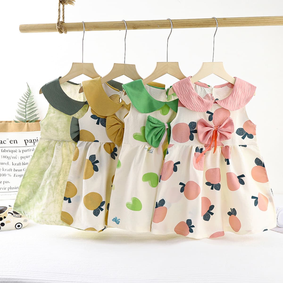 2025 New Summer Dress Cloud Cotton Princess Dress Sleeveless Girls Bow Cute Dress Breathable Dress