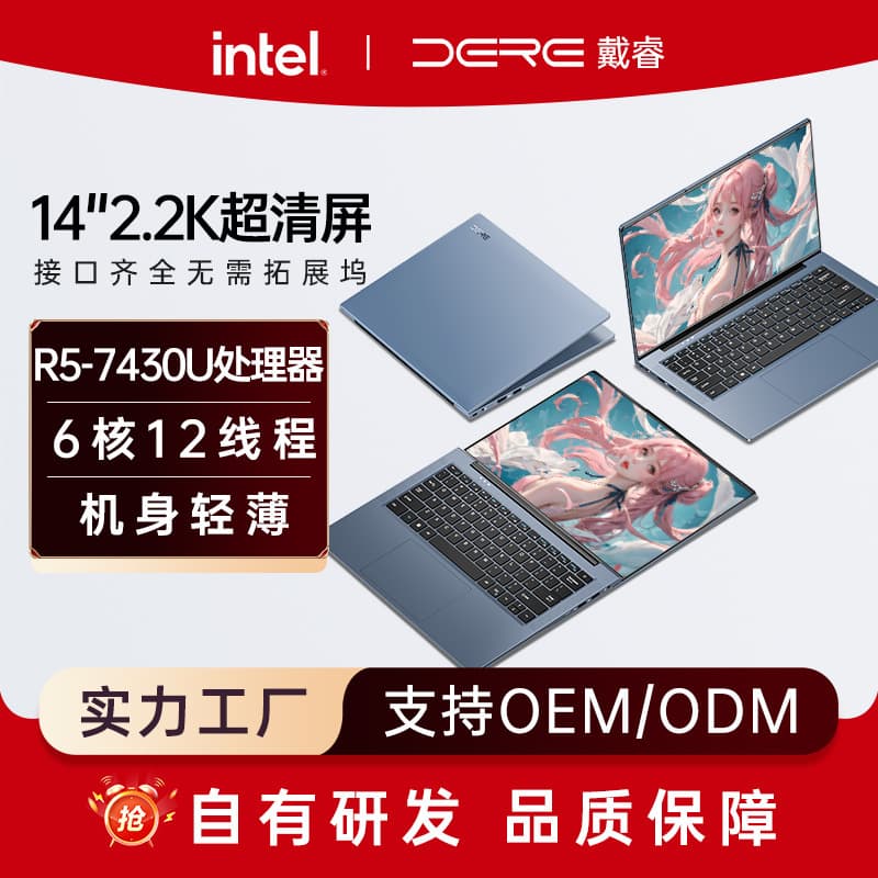 AMD Ryzen R5-7430U 14-inch 2.2K High Brightness High Color Gamut Premium Laptop Gaming Notebook