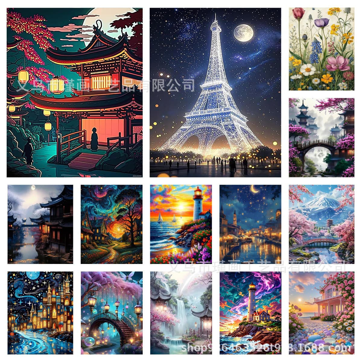 Cross-border TEMU hot selling 5D diamond painting hot selling architectural landscape DIY theme product one piece factory direct sales agent